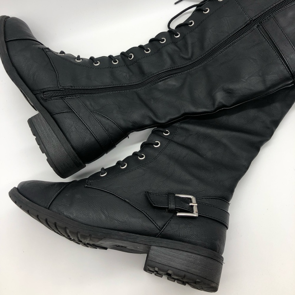 Soft Black Leather Casual Ridding Boots - Picture 3 of 6